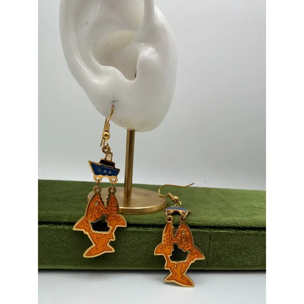 Edgar Berebi dangle fish and boat earrings
